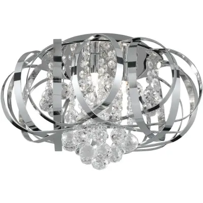 Searchlight 9573-3CC Tilly Chrome 3 Light Fitting with Intertwining Strips and Clear Glass Balls