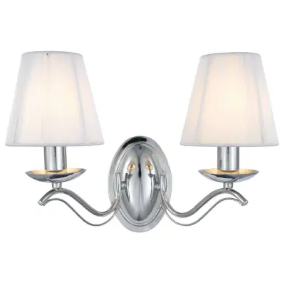 Searchlight 9822‑2CC Andretti Chrome 2 Light Wall Light with White String Shades