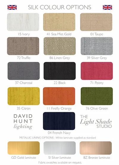 Shallow Drum Wide Silk Shade Available in 12 Colours
