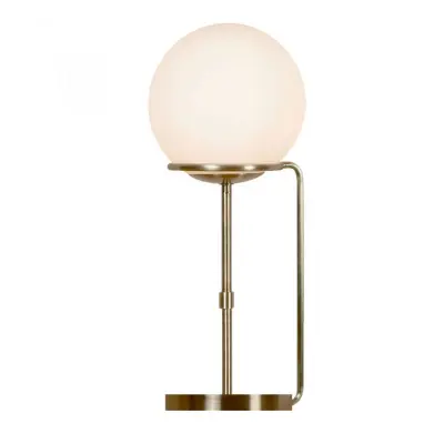 Sphere Table Lamp Antique Brass with Opal White Glass Shades