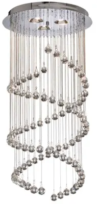Spiral 5-Light Polished Chrome And Crystal Stair Cluster Fitting
