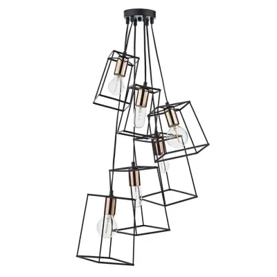 Tower 6 Light Cluster Pendant Black | Online Lighting Shop