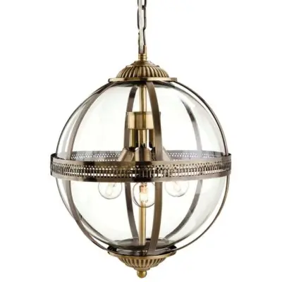 Traditional Bronze Clear Glass Globe Pendant Light