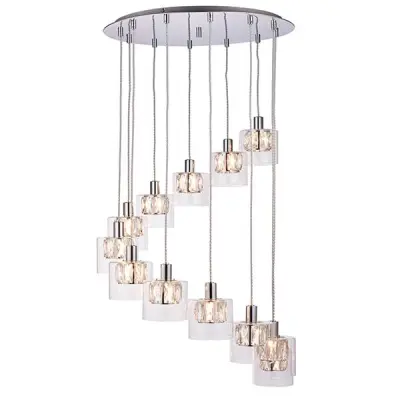 Verina 12 Light Pendant in Chrome with Clear Glass