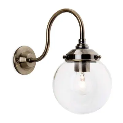 Victoria Wall Light In Antique Brass With Clear Glass