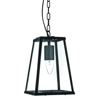 Voyager 1 Light Lantern Tapered Black With Clear Glass