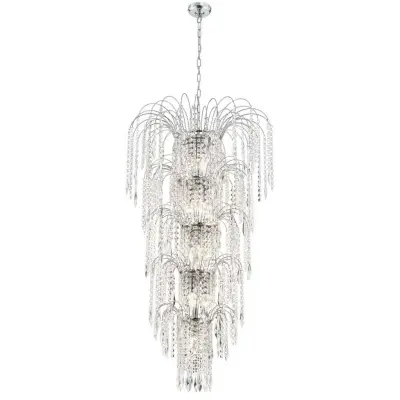 Waterfall Chrome 13 Light Chandelier With Crystal Buttons & Drops | Online Lighting Shop