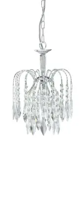 Waterfall Chrome  1 Light Crystal Pendant Complete With Crystal