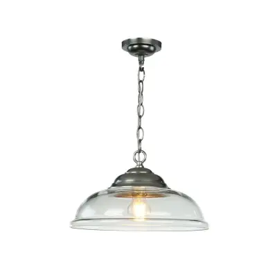 WEBSTER 1 light pendant clear glass with chrome
