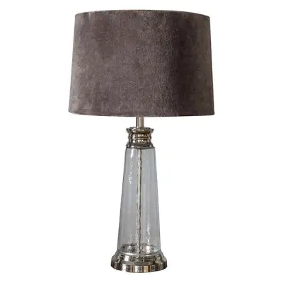 Winslet Hammered Glass Table Lamp C/W Grey Shade