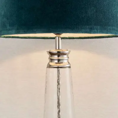 Winslet Hammered Glass Table Lamp C/W Teal Shade