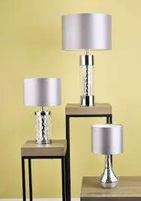 Yalena Table Lamp Large Polished Chrome & Crystal w/ Shade