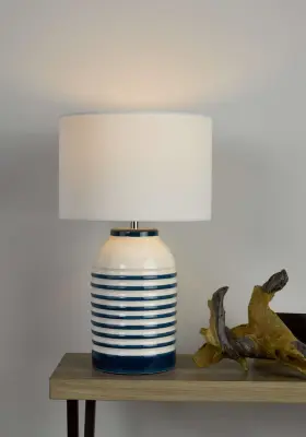 Zabe Table Lamp White & Blue with Shade