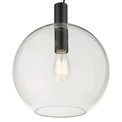 Zula Black Pendant with Clear Glass Shade