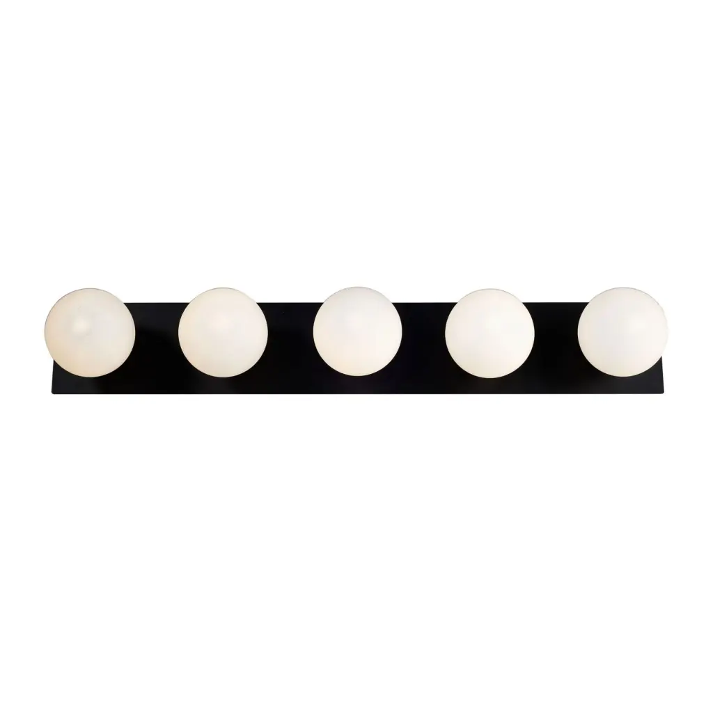 Vanity 5 Light Matt Black & Opal Glass IP44