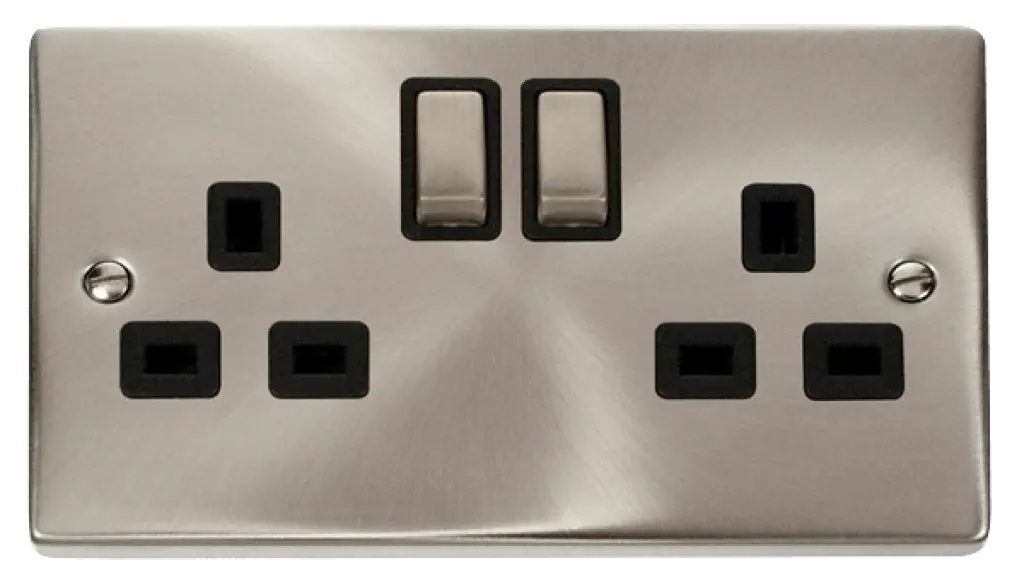 Satin Chrome 2Gang Socket