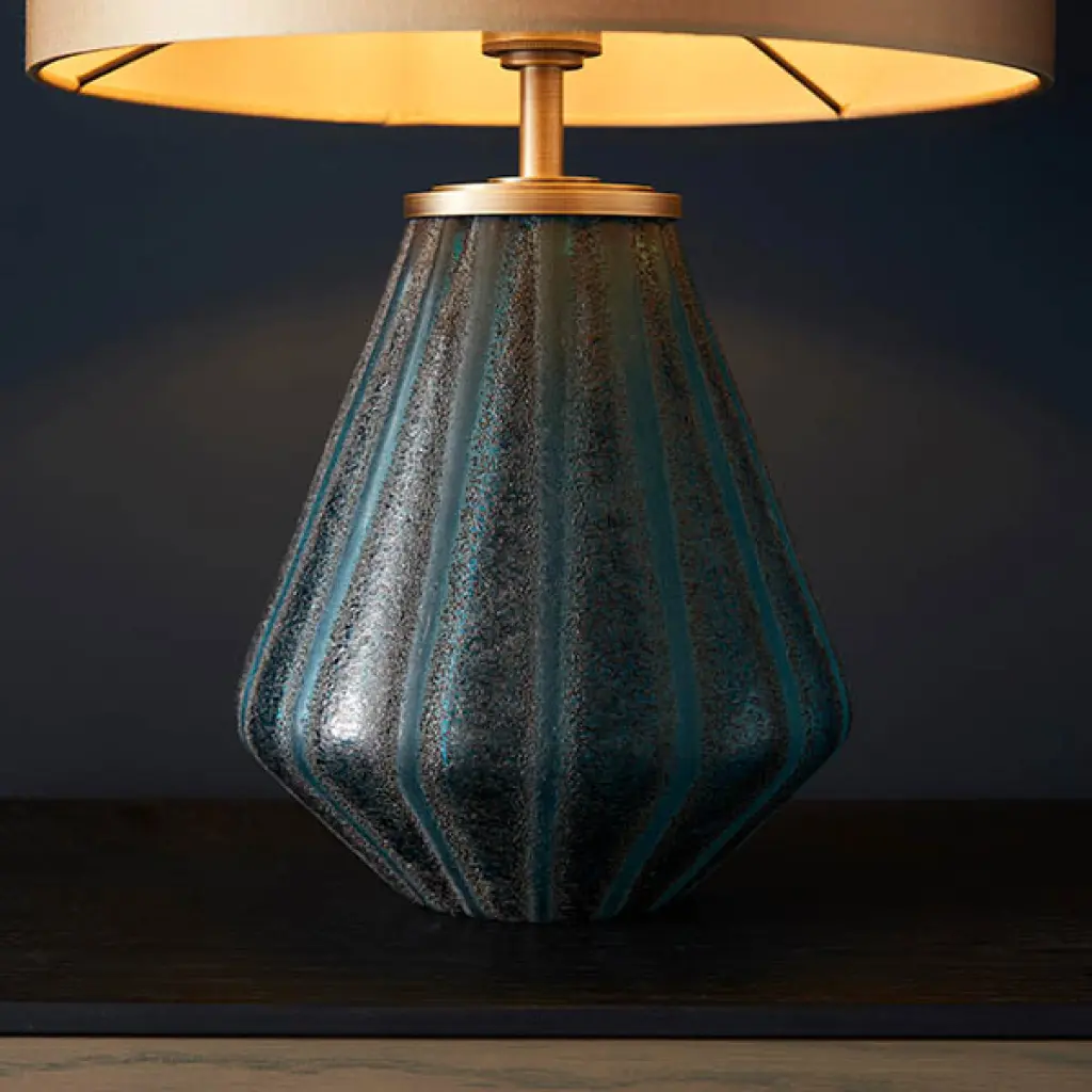 Turquoise Glass Table Lamp C/W Shade