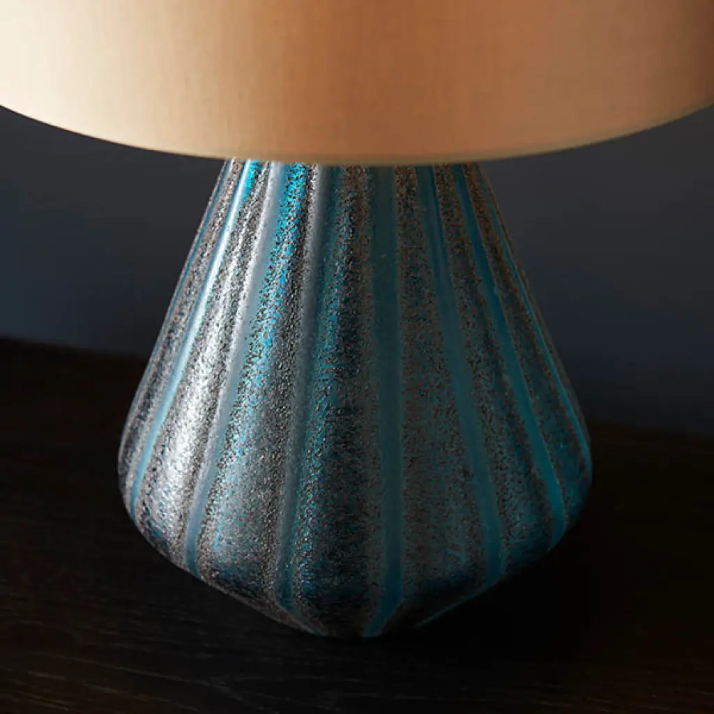 Turquoise Glass Table Lamp C/W Shade