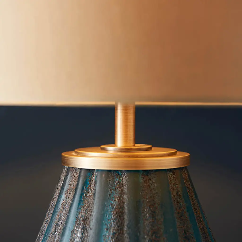 Turquoise Glass Table Lamp C/W Shade
