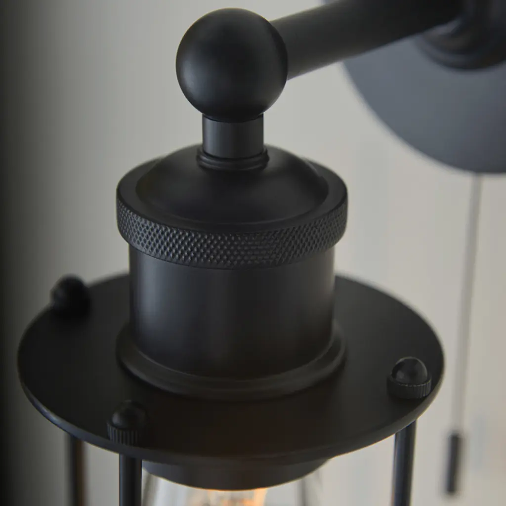Industrial Style Wall Light Caged in Black