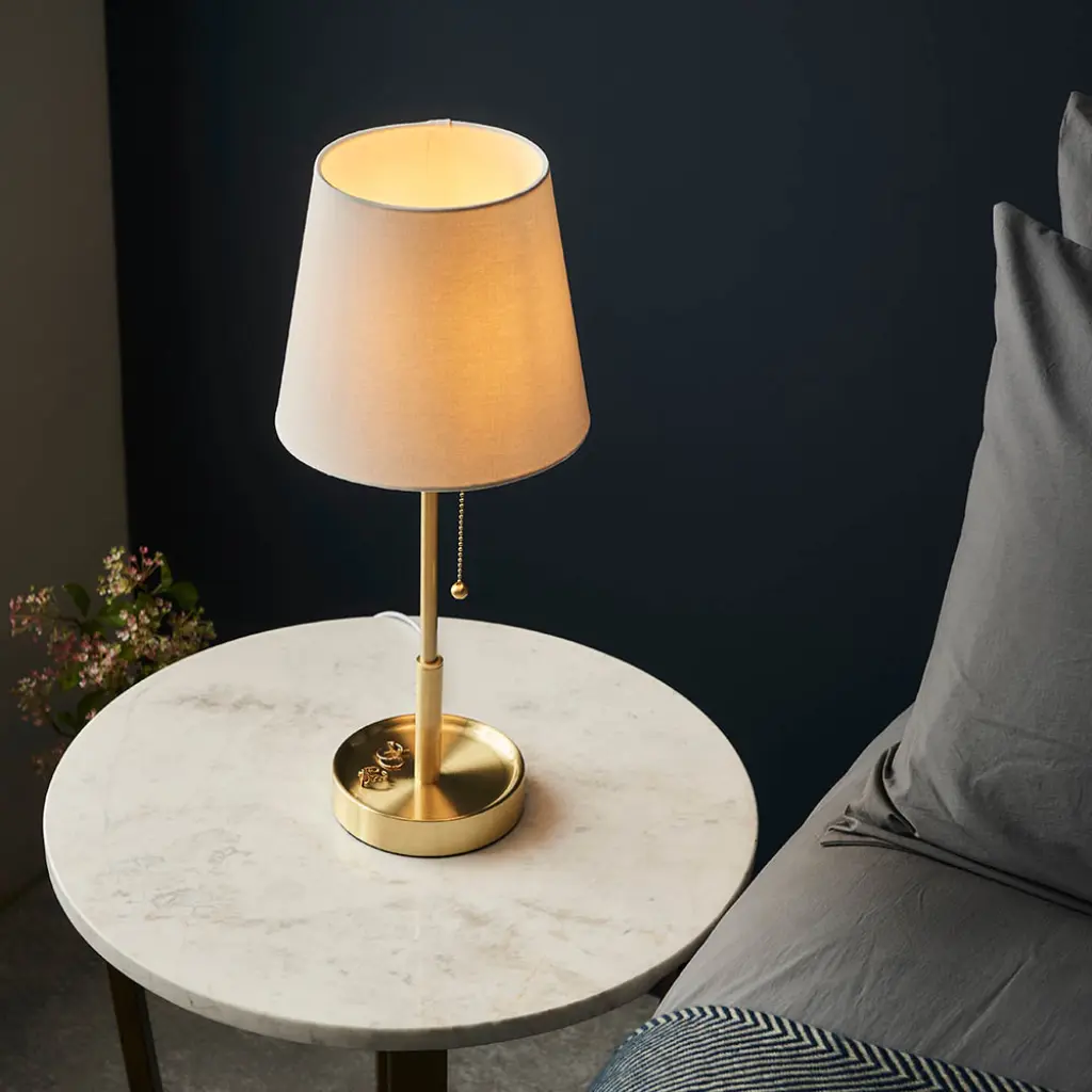 Roe Satin Brass Table Lamp C/W Shade