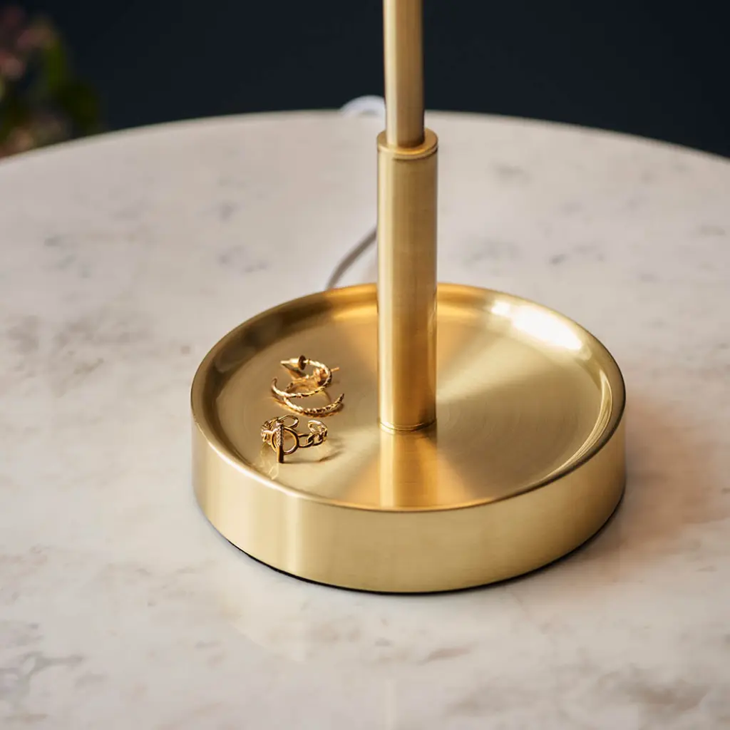 Roe Satin Brass Table Lamp C/W Shade