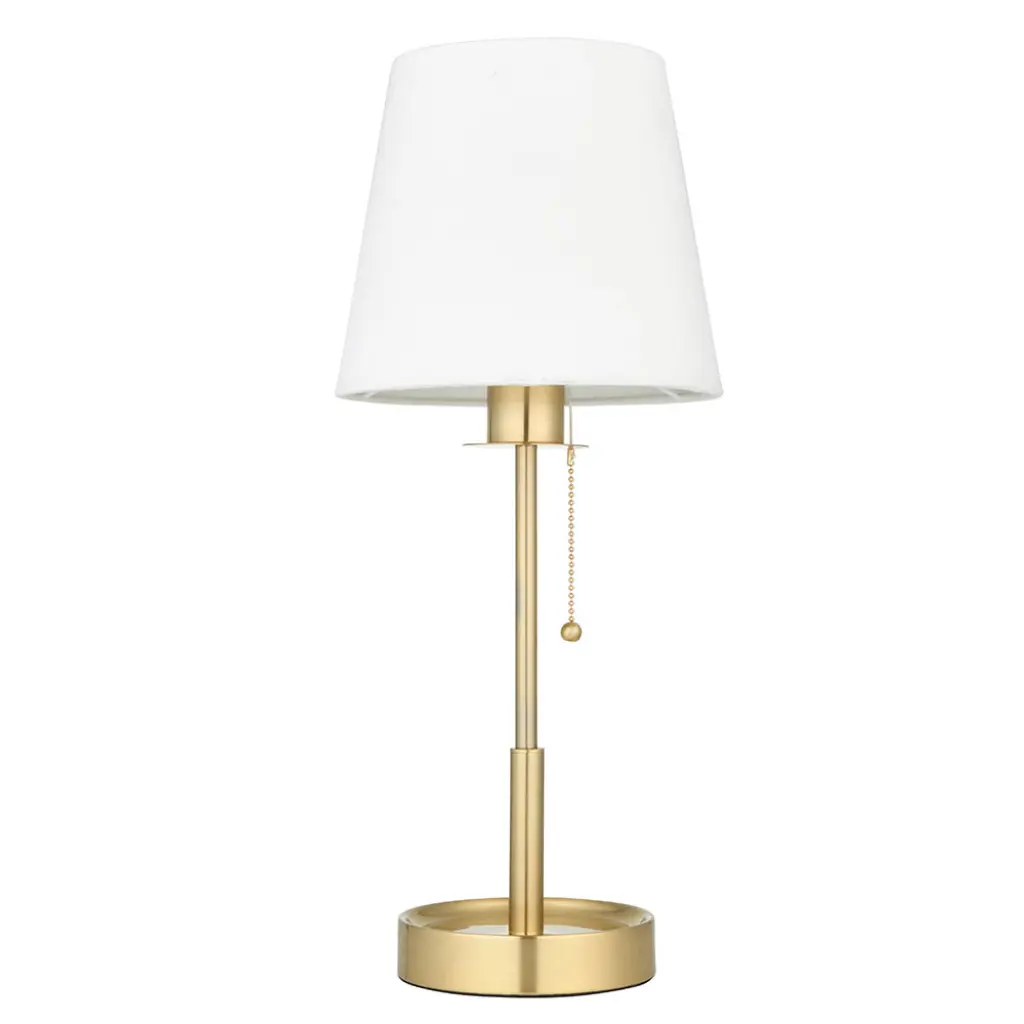 Roe Satin Brass Table Lamp C/W Shade
