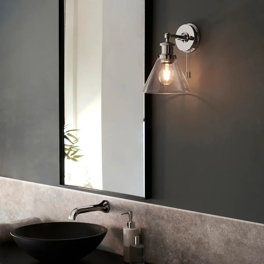Chrome Wall Light IP44 with Clear Glass