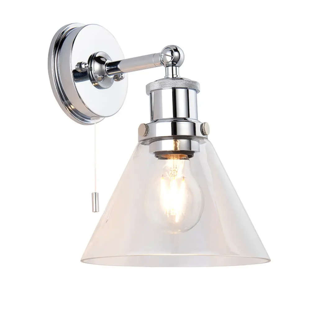 Chrome Wall Light IP44 with Clear Glass