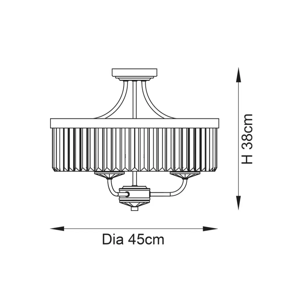 Carol 3 Light Antique Brass Semi Flush