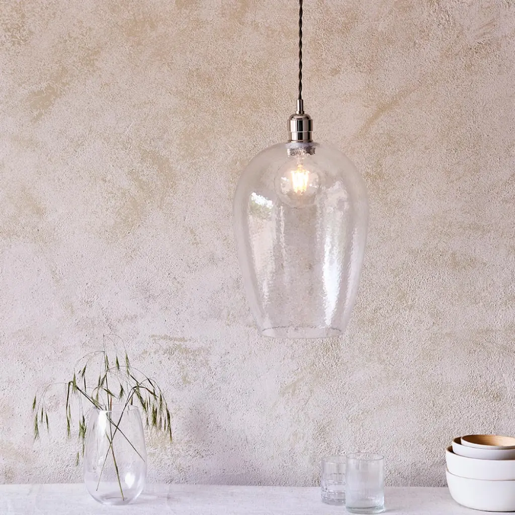 Molly Large Clear Hammered Glass Pendant
