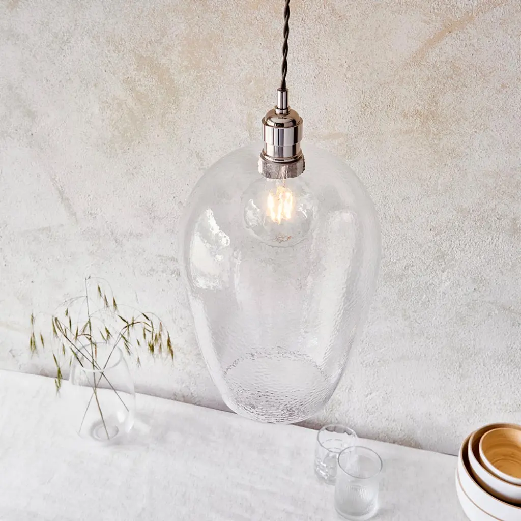 Molly Large Clear Hammered Glass Pendant