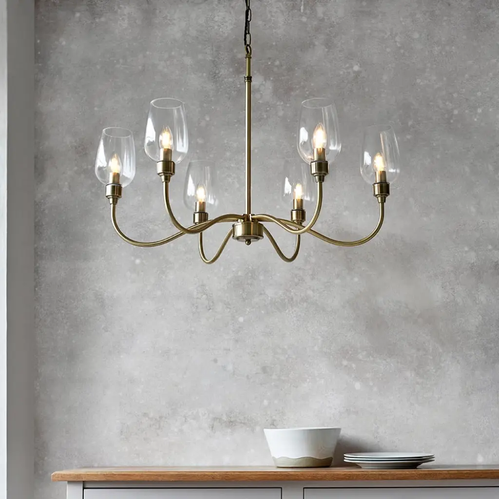 Pure 6 Light Antique Brass Ceiling Light