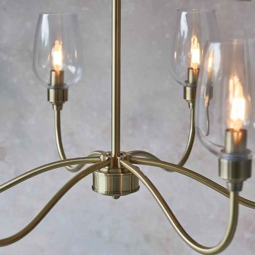 Pure 6 Light Antique Brass Ceiling Light