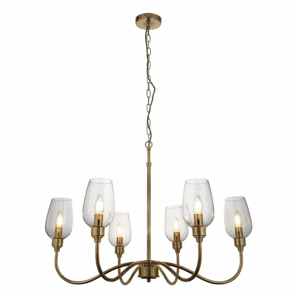 Pure 6 Light Antique Brass Ceiling Light