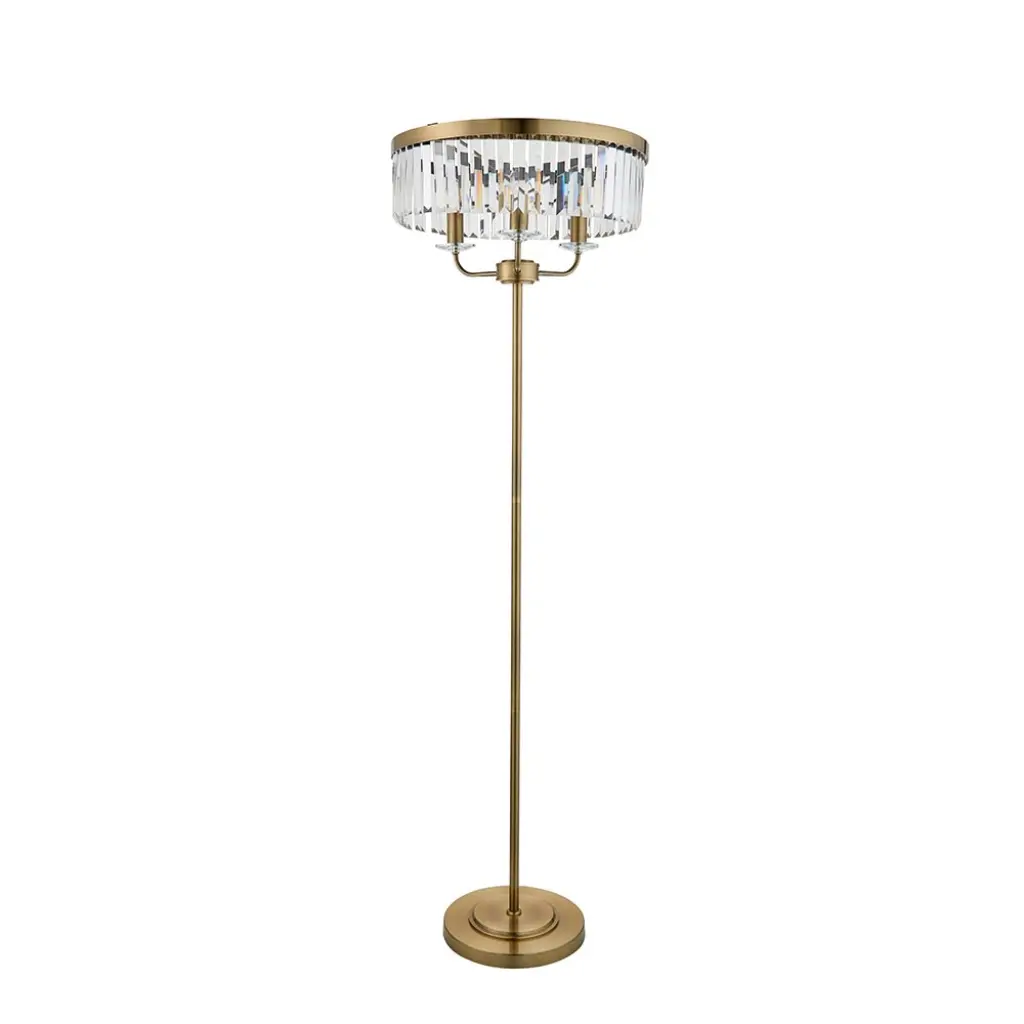 Carol Antique Brass & Crystal Floor Lamp