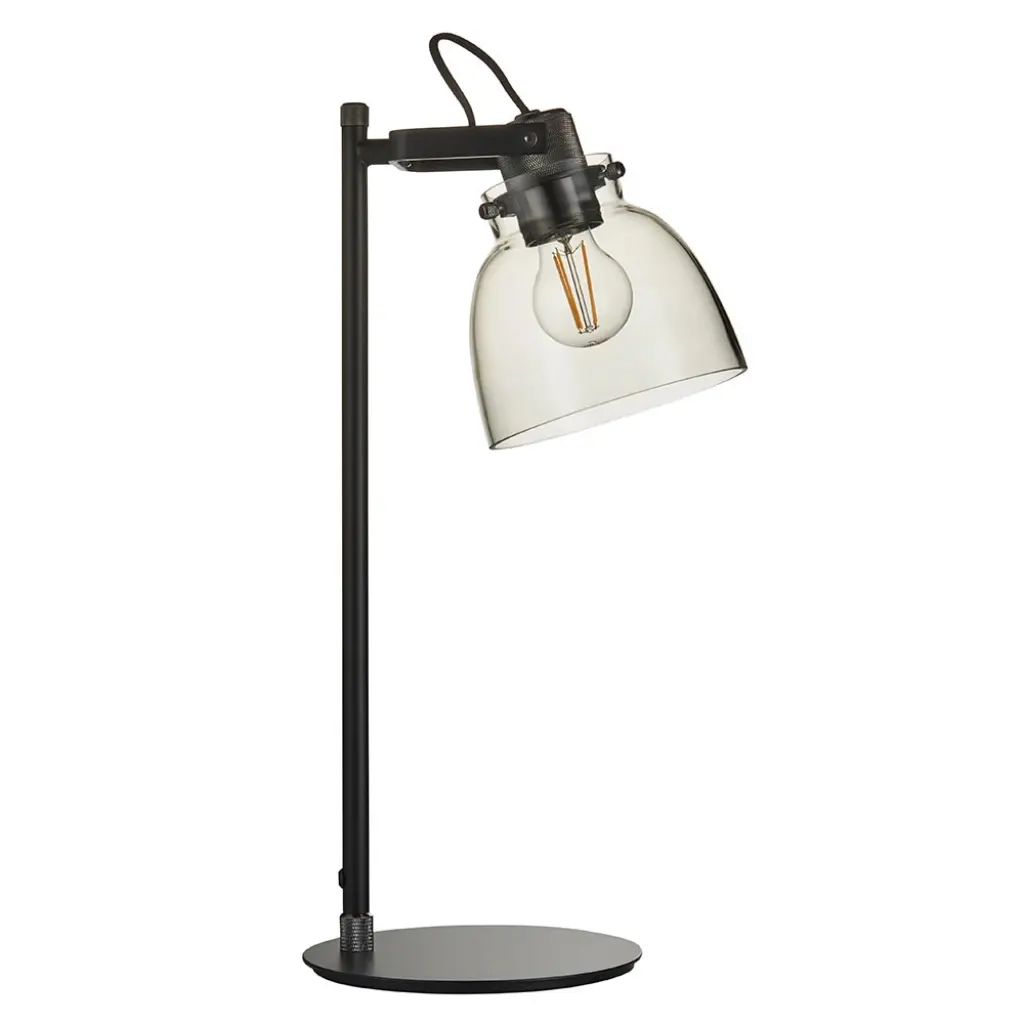 Belle Smoked Grey Table Lamp in Black Finish