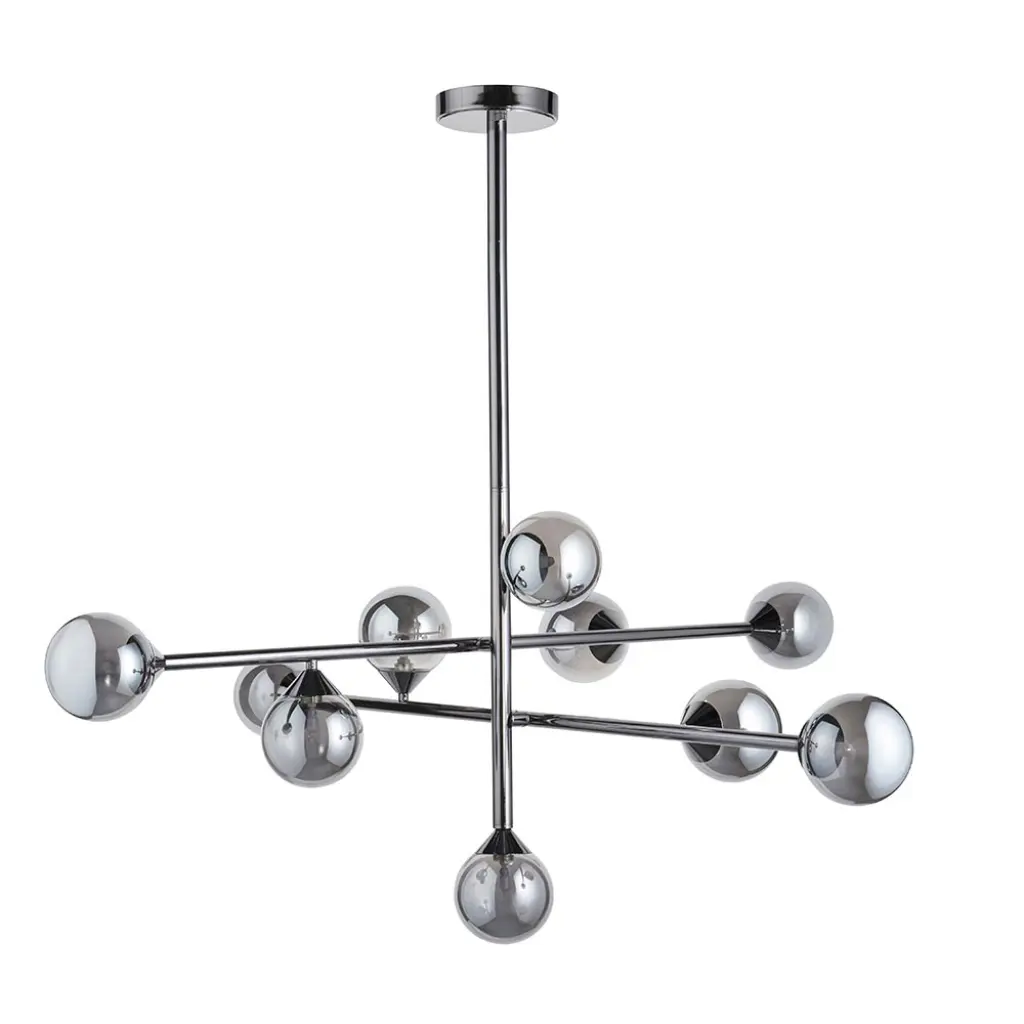 Eve 10 Light Black Chrome Pendant with Smoked Shades