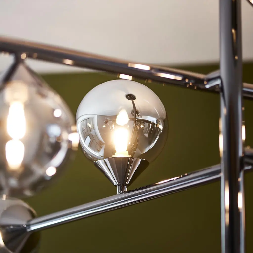 Eve 10 Light Black Chrome Pendant with Smoked Shades